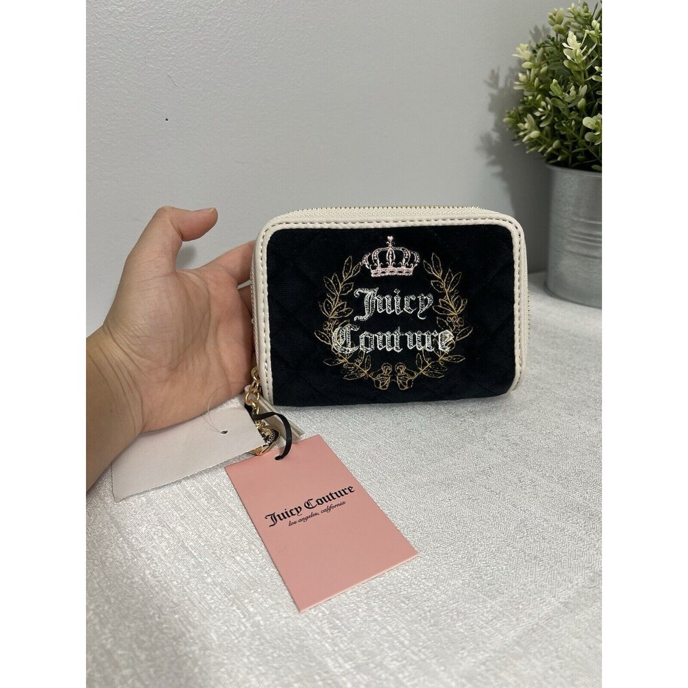 JUICY COUTURE ROYAL COUTURE MED. DOUBLE ZIP AROUND BLACK WALLET